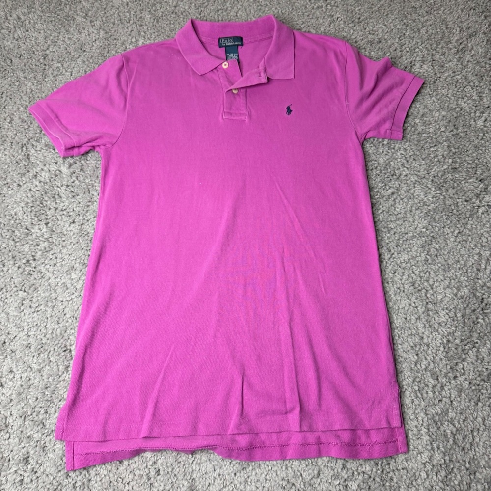 Polo Ralph LaurenBoys XL18-20 Pink Short Sleeve Cotton Mesh Polo Shirt Pony Logo - Picture 1 of 4
